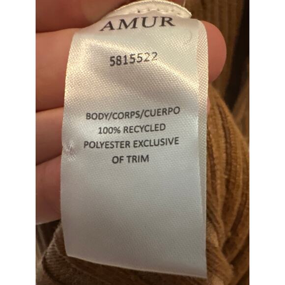 Amur Guadalupe Ribbed Knit Cutout Long Sleeve Fall Midi Dress Brown Size Medium - Picture 9 of 11